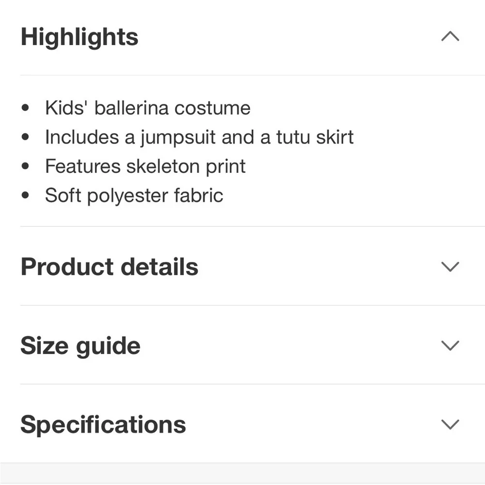 NEW Hyde & EEK! Skeleton Ballerina Costume Girls Sz Large
